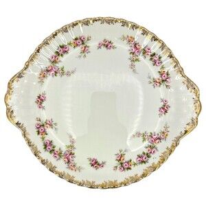 Royal Albert Dimity Rose Serving Plate Bone China England Pink Roses Gold Trim